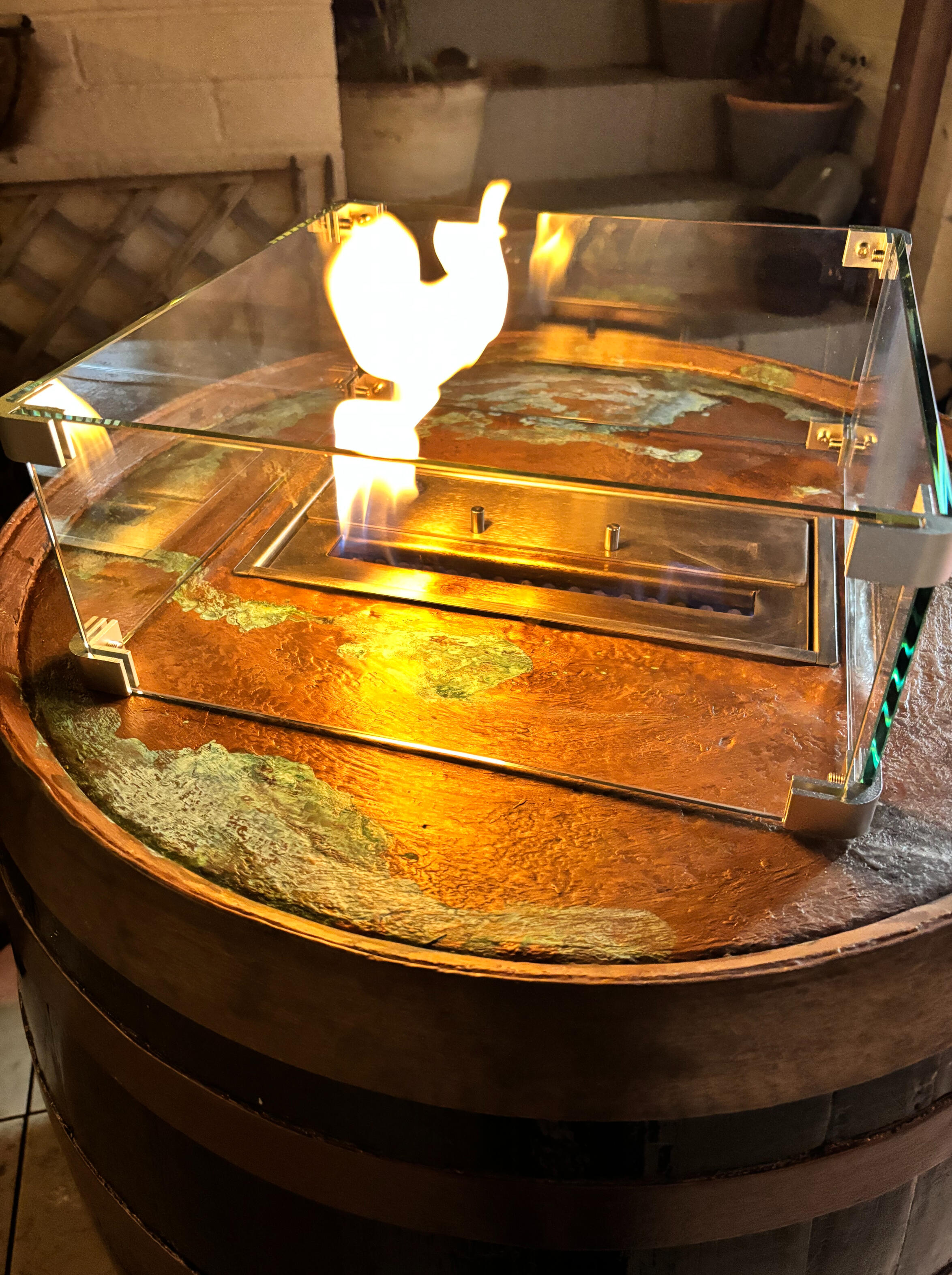 Restored whisky barrel planter
